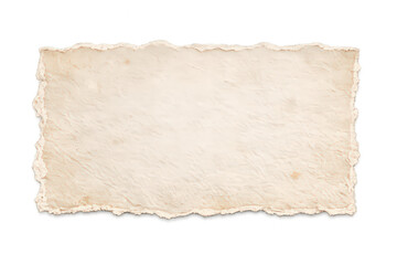 Fototapeta premium Aged torn paper texture with deckle edges and blank space, vintage parchment background isolated with transparent elements