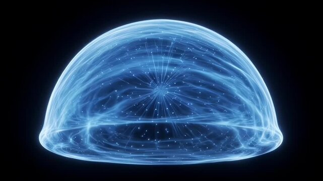 Bioluminescent blue jellyfish dome glowing softly in a tranquil underwater scene.