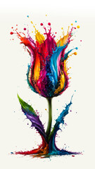 Fototapeta premium Colorful acrylic paint drops splash isolated on white background abstract liquid art texture