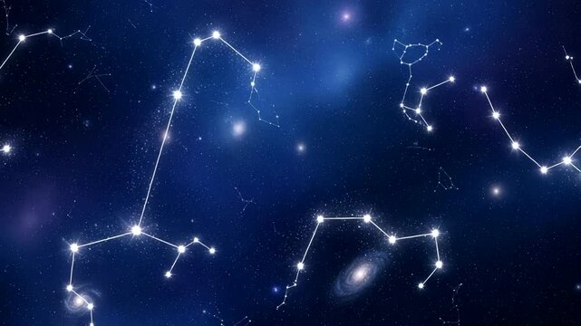 Celestial Constellations Glowing in Deep Space Nebula Background.