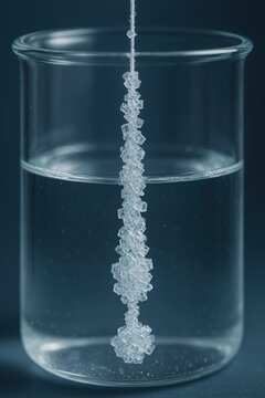 Salt recrystallization forming a dense column on a thread
