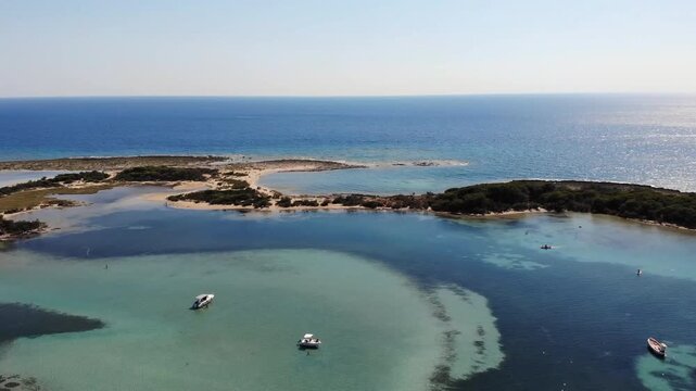Aerial View of Rabbit Island (Isola dei Conigli) in Porto Cesareo, Puglia, Italy