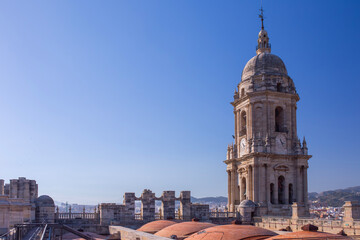 Obraz premium Panorama of Malaga Cathedral roof