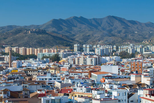 Panorama of Malaga with La Rosaleda stadium