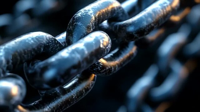 Close-up View of Interlocking Metal Chains Highlighting Texture and Strength