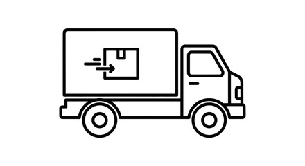 Delivery Truck Icon with Package Symbol and Speed Lines.