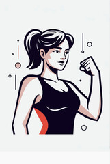 Illustration of a fit woman flexing her arm and showing strength.