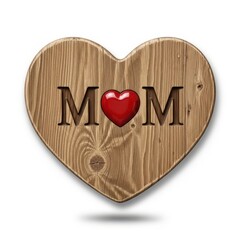 Heartfelt wooden sign celebrating the love for mom with a red heart
