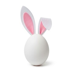 Cute easter decoration featuring a white egg with pink bunny ears