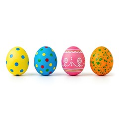 Colorful decorated eggs displayed in a row for festive celebration