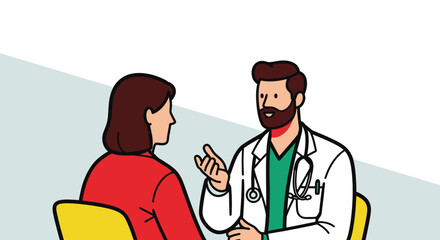 Obraz premium Doctor consultation in modern flat design: healthcare and patient interaction