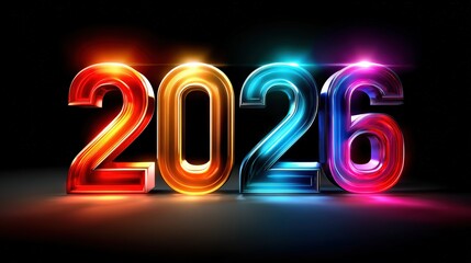 Colorful Neon 2026 Year Number