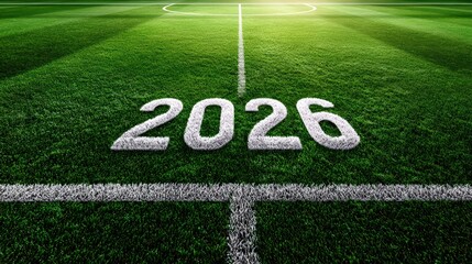 Soccer Field With 2026 Year On Grass