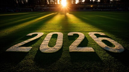 Sunset Stadium Field With 2026 Year Concept