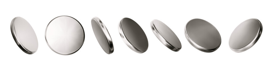 Obraz premium 3d grey glass coin icon. Silver money with liquid glass texture. Abstract chrome crystal shape, mirror badge, disk, plate. Circle object glossy effect. Vector realistic illustration