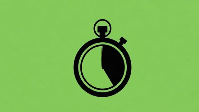 Minimalist Stopwatch Icon &ndash; Flat Vector Timer on Green Screen Background