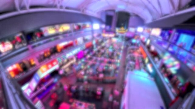 BANGKOK, THAILAND : Blurred view of Nana plaza at night. Famous nightlife area in Bangkok.