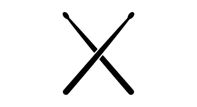 Crossed drumsticks icon on white background