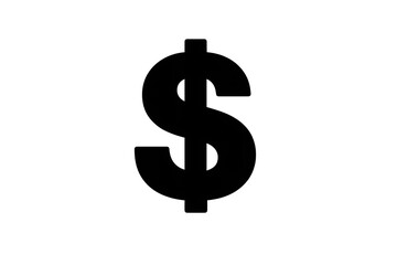 Obraz premium Black dollar sign icon symbolizing finance, wealth, business, and currency on a transparent background