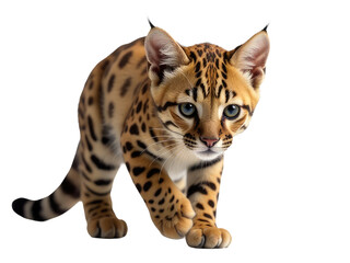 A large feline animal moving across a light-colored background