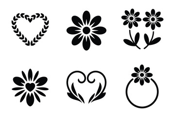 Fototapeta premium Floral and heart motifs for decoration and design