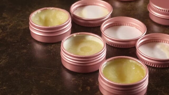 Homemade natural lip balm cooling down
