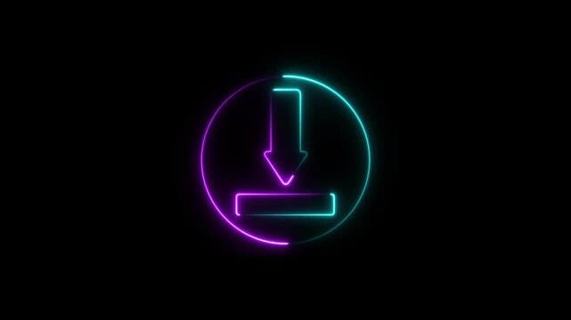 Download button icon ,arrow symbol elements of web in neon style icons, Its sleek design conveys direction and descent, symbolizing downward movement, choice, and the flow of information.