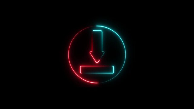 Download button icon ,arrow symbol elements of web in neon style icons, Its sleek design conveys direction and descent, symbolizing downward movement, choice, and the flow of information.