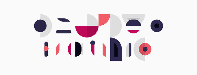 Abstract geometric shapes, circles, rectangles, lines. Minimalist design, muted colors, modern aesthetic. Composition focuses on form, balance.