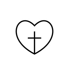 Fototapeta premium Heart with Cross Line Vector Icon 