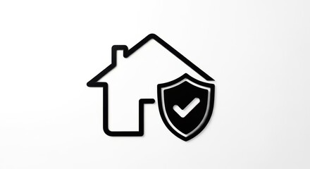 Obraz premium House security icon with checkmark and shield