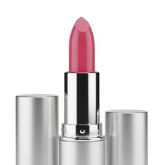 Obraz premium A close-up view of a pink lipstick tube standing upright among other tubes