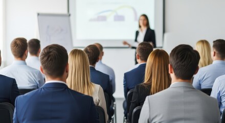 Fototapeta premium Business presentation with speaker and audience