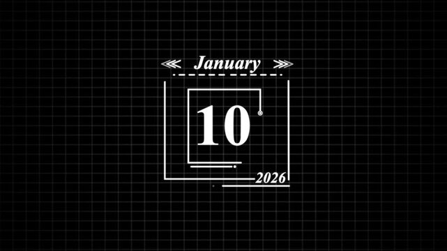 January 10th 2026 date display with grid background. Highlighting date Very important date on the calendar.