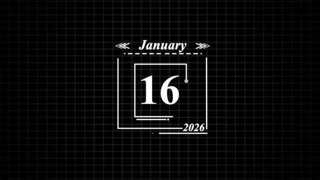 January 16th 2026 date display with grid background. Highlighting date Very important date on the calendar.