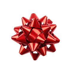 A close-up view of a beautifully crafted red ribbon bow with intricate details