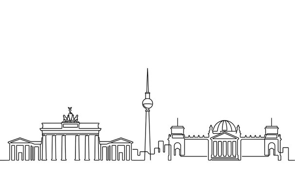 Berlin Germany City Skyline Monoline Vector Background