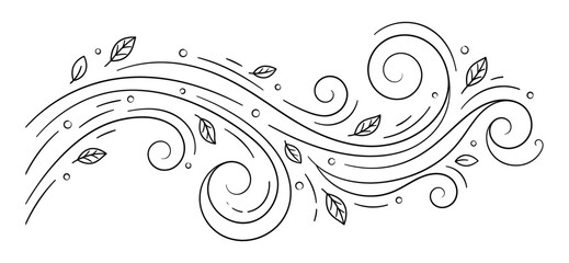 Wind gust with swirl and falling leaf