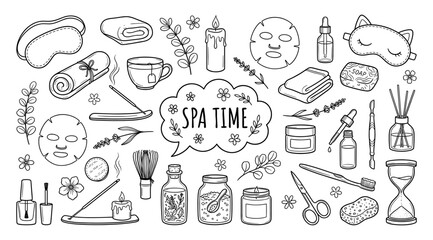 Spa and self care product set with candle and mask