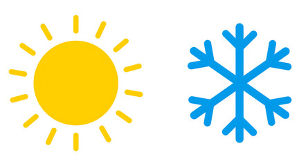 Weather Icons Set, Sun and Snowflake Seasonal Symbols