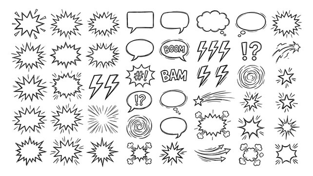Comic speech bubble set with bang and boom quote