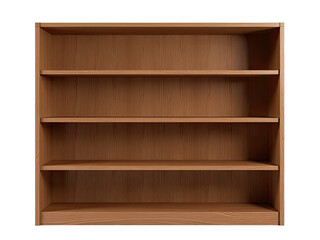 A simple wooden bookcase sits against a clean white background, ideal for use in interior design or book-related concepts