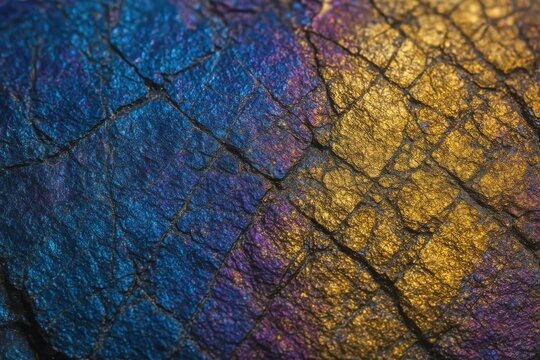 Close-up of peacock ore bornite showing spectacular multicolored tarnished surface