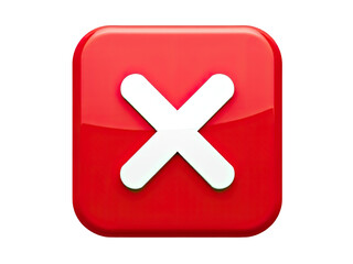 Obraz premium A small red button with a white X mark, suitable for use in UI designs, warnings, or cancel actions