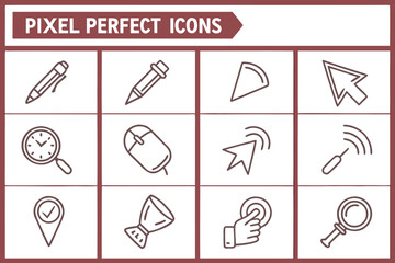 Pixel Mouse Cursor Icon Set &ndash; Arrow and Hand Pointer in 8 Bit Retro Style