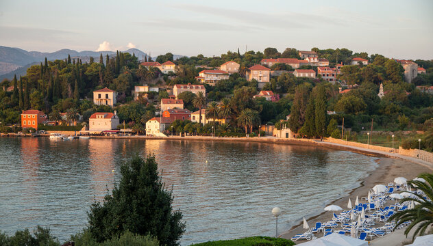 A peaceful view looking across Kolocep bay on the island of Kalamoto near Dubbronik in the evening sun