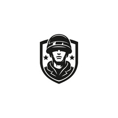 Military Soldier Shield logo icon flat vector design