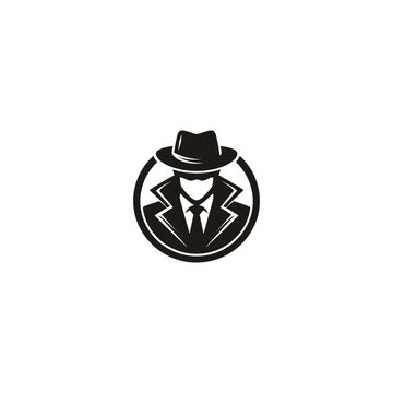 Secret Agent Spy logo icon flat vector design