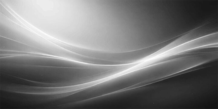 An abstract black and white background featuring dark wave patterns and soft silver lines creates a digital art wallpaper with a sleek metallic texture and blue motion curves