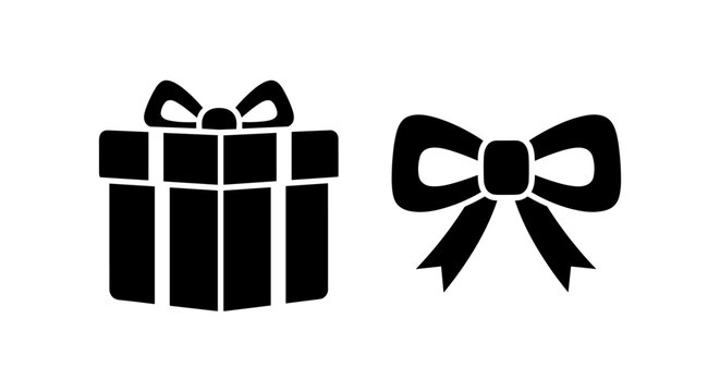 Black gift box with bow.
